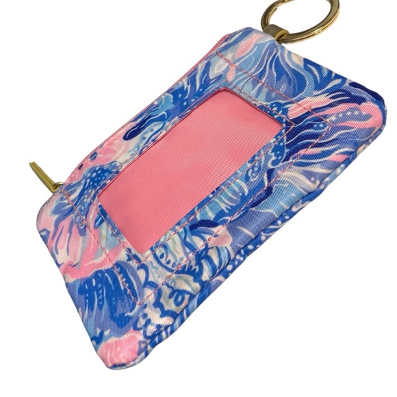 Lilly Pulitzer Pink and Blue Key Card Holder with Tropical Print - Picture 2 of 6